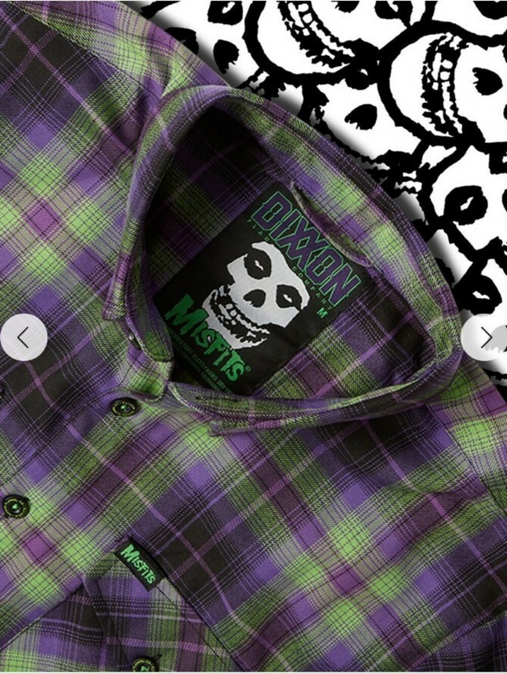 Dixxon x Misfits Flannel XL Tall XLT Purple Green Plaid NIB Rare